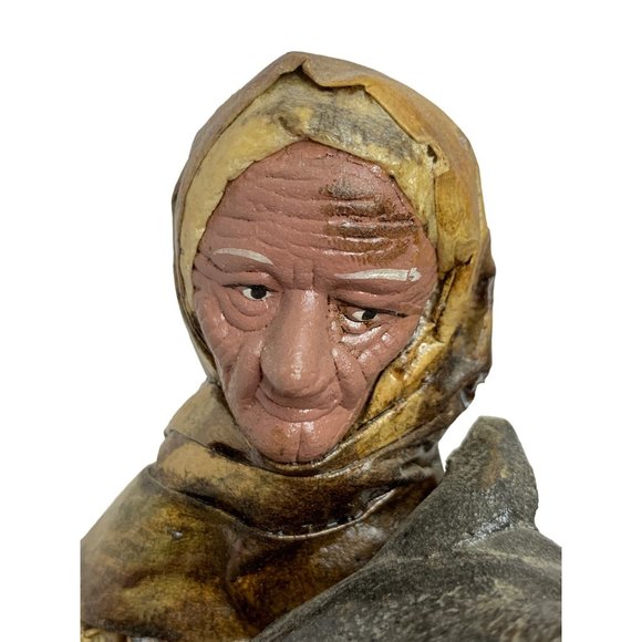 Vintage Pair Mexican Folk Art Paper Mache Sitting Holding Pig Handmade - Picture 2 of 12